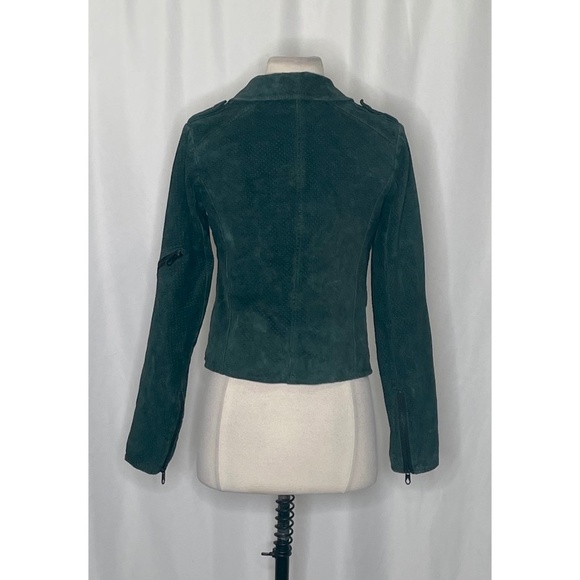 Volcom STONE ROW Suede Motorin’ Moto Jacket Green Floral Lining Motorcycle Small - Picture 9 of 14